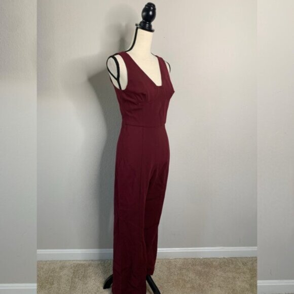 Black Halo Burgundy Wide Leg Jumpsuit - Picture 5 of 13